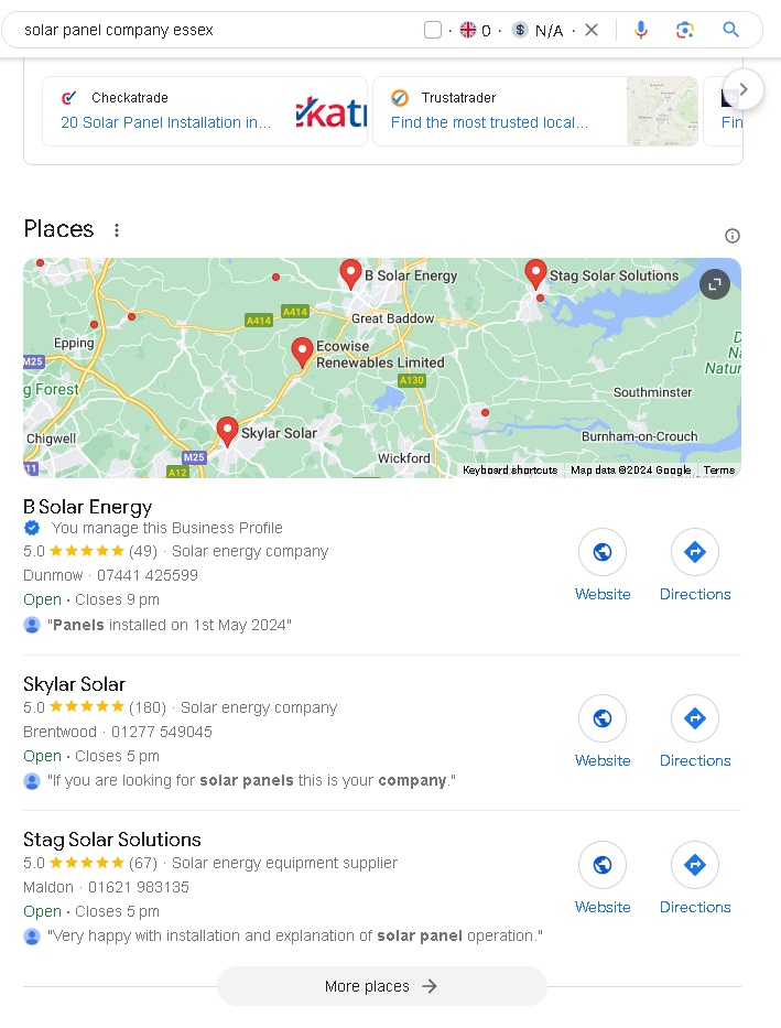 B Solar Energy — Ranking #1 for "solar panel company Essex"